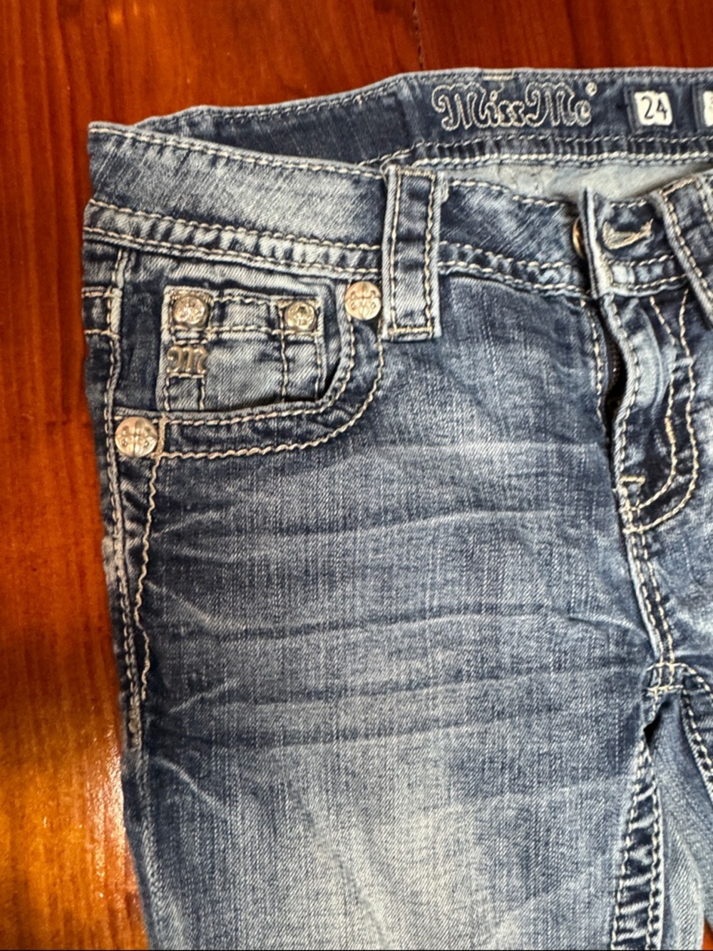 Miss Me Light Blue Washed Flare Jeans T1 - Picture 5 of 11